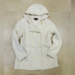 Jason Kole Creamy Winter White Pea Jacket in Wool size M